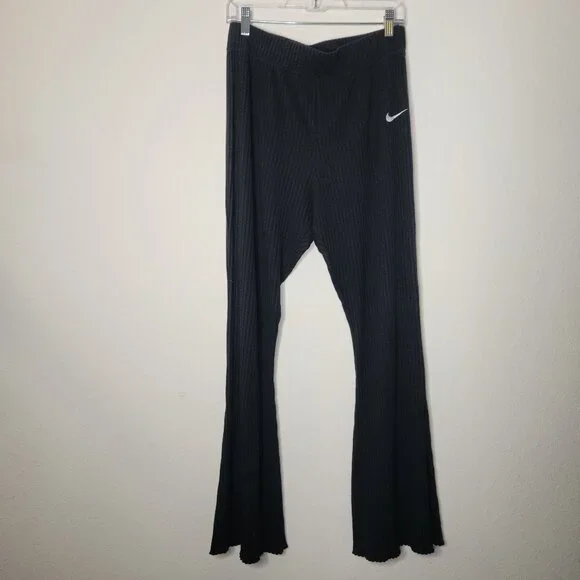Nike Sportswear Womens Large Black Rib Flare Pants - Picture 2 of 7